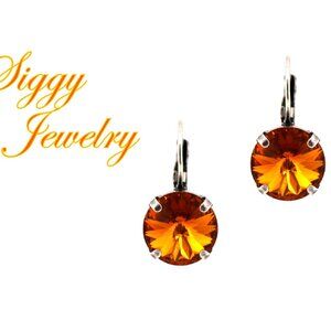 Topaz Rivoli Drop Earrings made with Genuine Austrian Crystals in 12mm